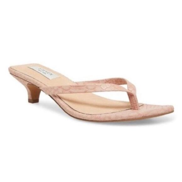 Steve Madden Shoes - Steven Madden Tavin Embossed Snakeskin Square Toe Kitten Heel Sandals Sz 6.5